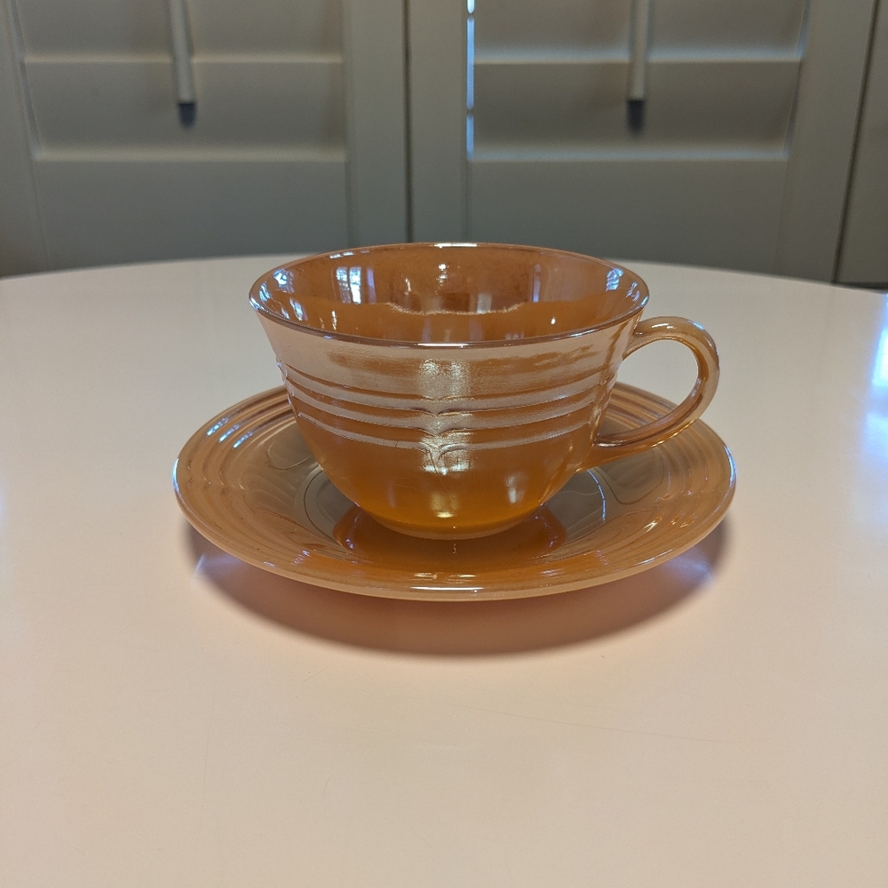 Fire King Peach Teacup & Saucer